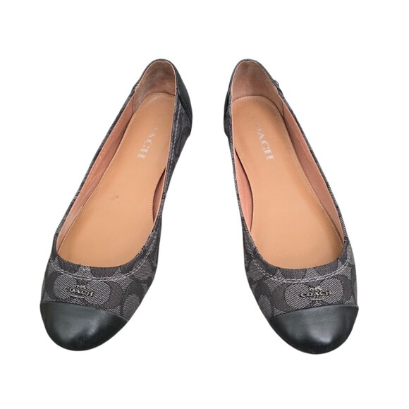 Coach Chelsea Shoes Womens Size 7.5B Jacquard Signature Flats Black Gray - Picture 3 of 13